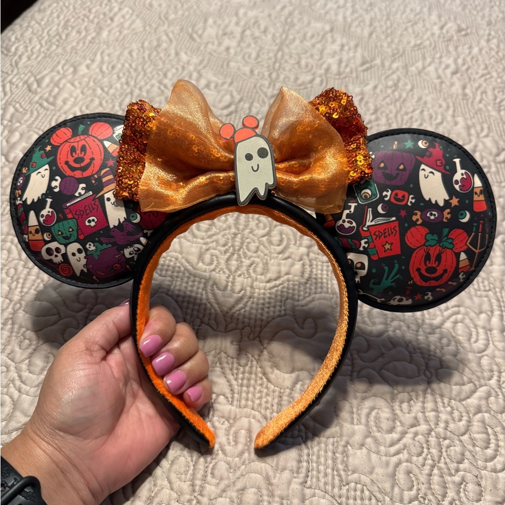 Disney Halloween Themed headband with Orange and Black